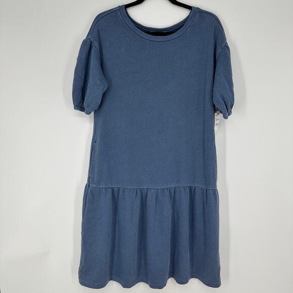 Caslon Short Sleeve Drop Waist Blue Short Sleeve Pockets Womens Dress Small - Picture 2 of 9